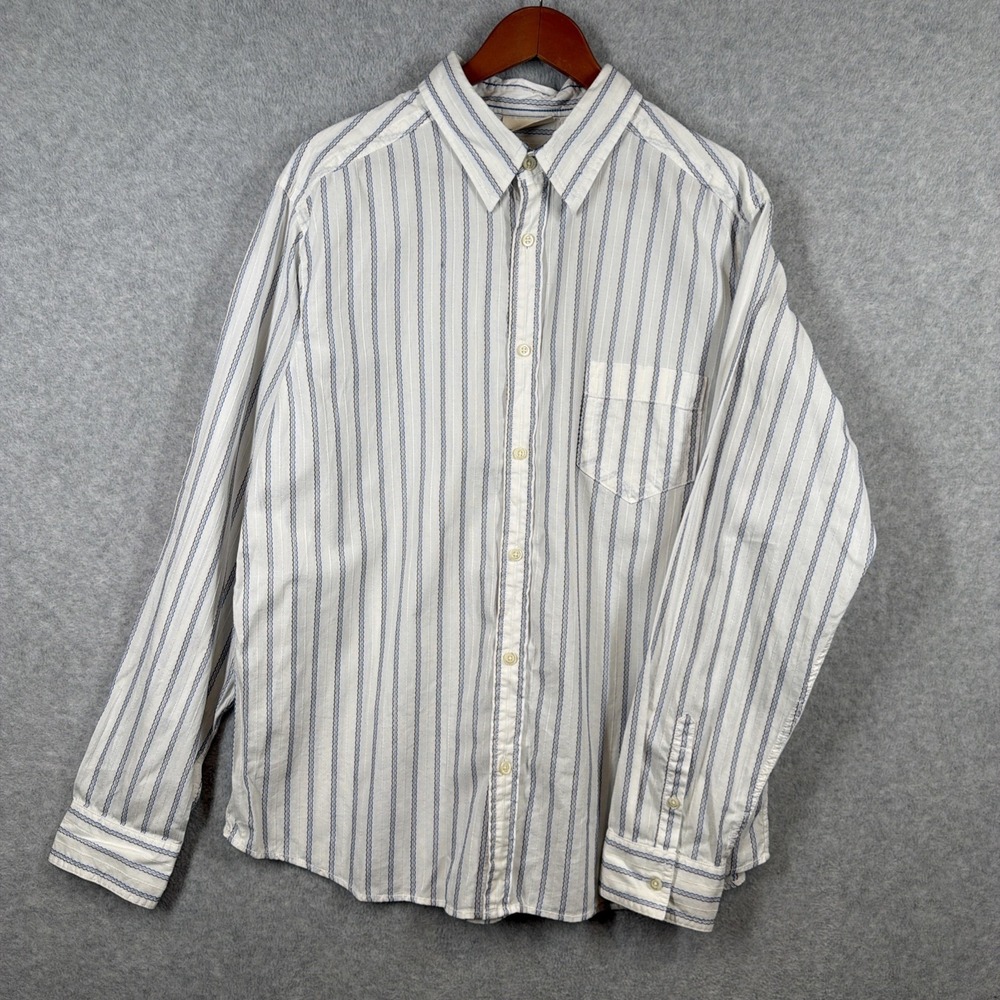 DKNY Jeans Mens White Stripe Long Sleeve Button Up Shirt XL NWT